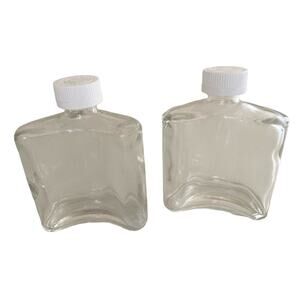 60s VTG Medicine Large Glass Bottles Apothecary Aspirin Clean Lot of 2 Flask